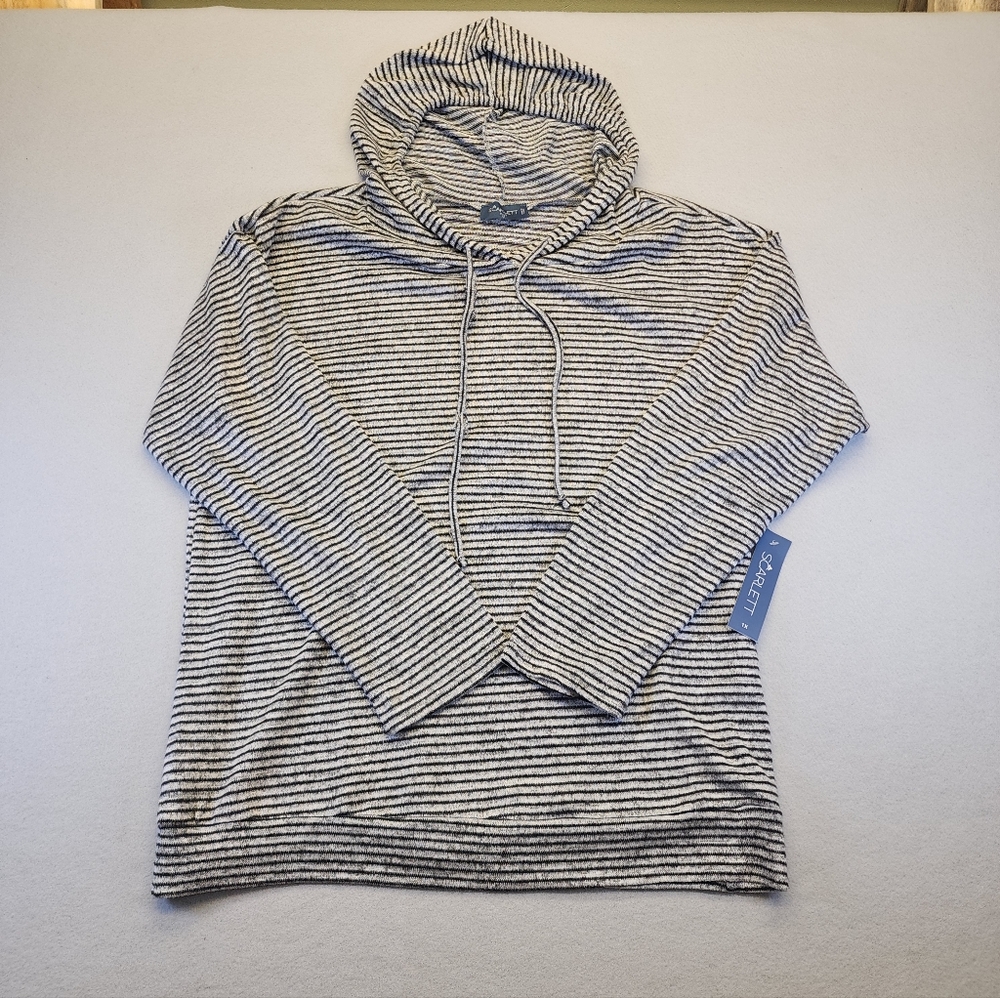 Scarlett Plus 1X Striped Hoodie NWT Nautical Coastal Grandma Preppy Athleisure